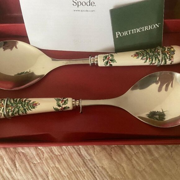 NIB Spode Christmas Tree Salad Servers - Picture 2 of 2